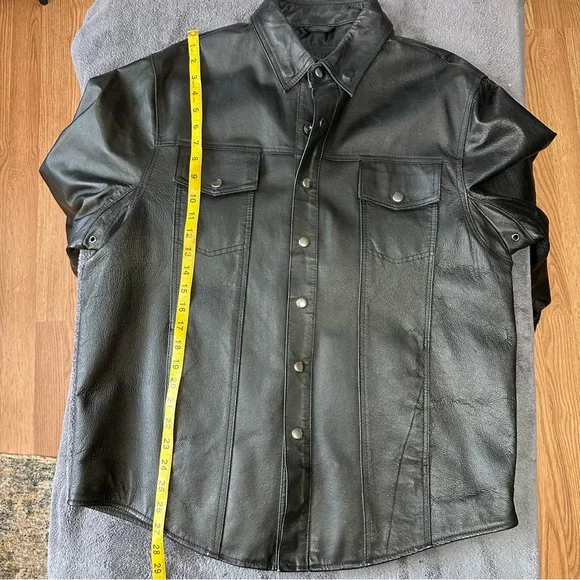 Bikers Club Black Genuine Leather Button-Up Jacket | Size M| Classic Moto Style - Picture 13 of 15